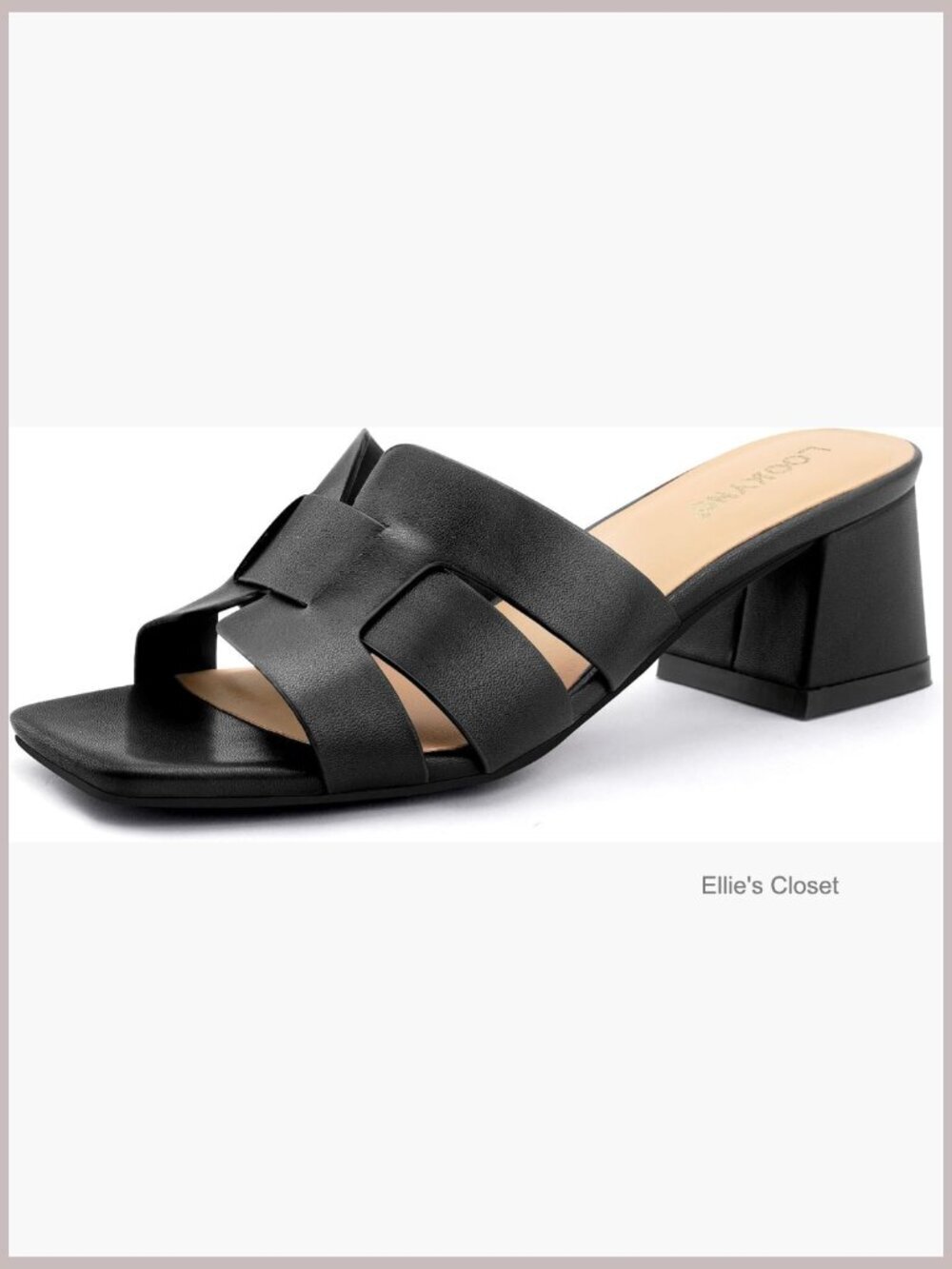 Chunky Block Heel Sandals Open Toe Slip On Dressy Heeled Sandals Faux Leather